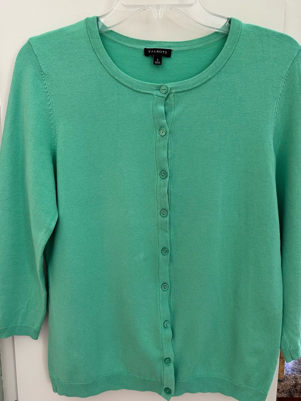 Talbots Mint Green Button-Front Cardigan Sweater
